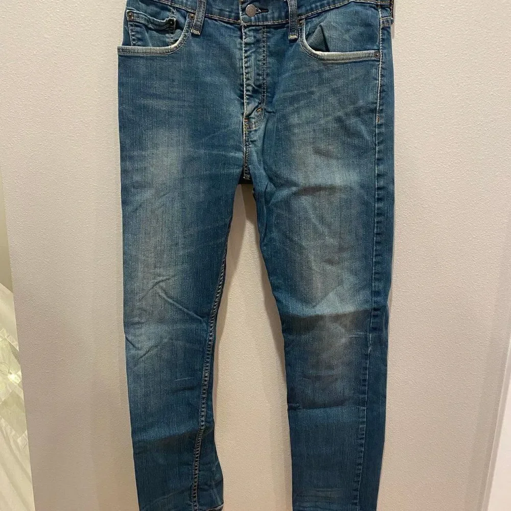 Levi's Jeans Men 33x30.5 Blue Medium Wash Classic 502 Tapered Fit Denim Jeans